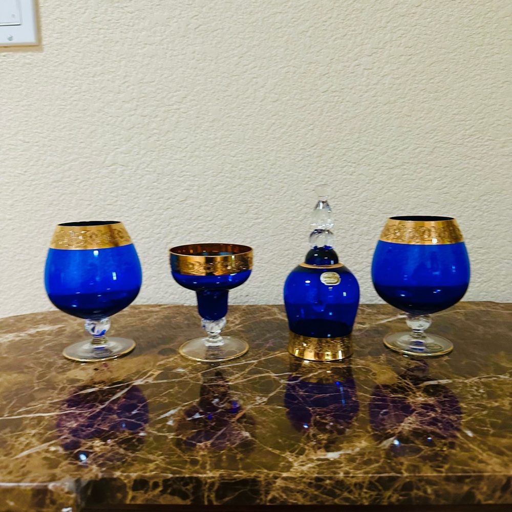 Bohemian wine goblet set with bell goblet